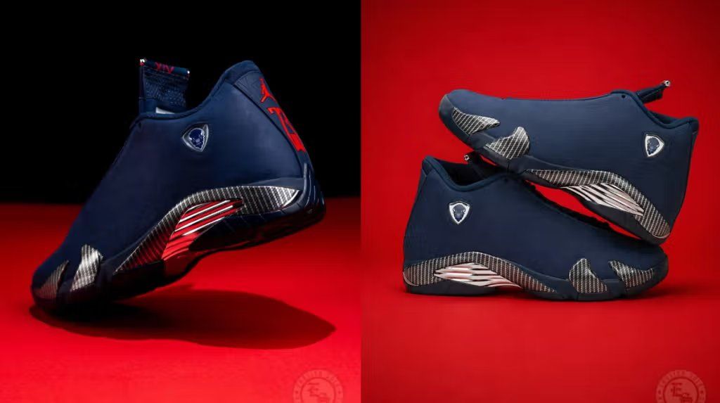 Air Jordan 14 Howard PE player exclusive colorway featuring elephant print overlays and Jumpman branding