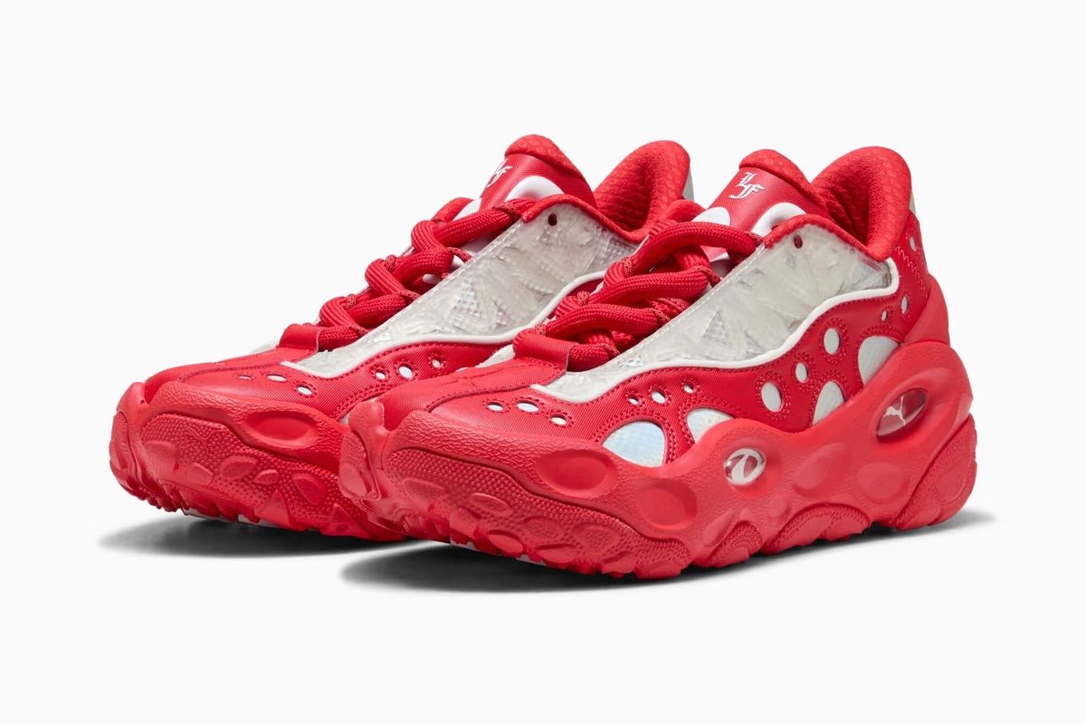 PUMA LaFrancé RNR in For All Time Red colorway, lateral and medial views
