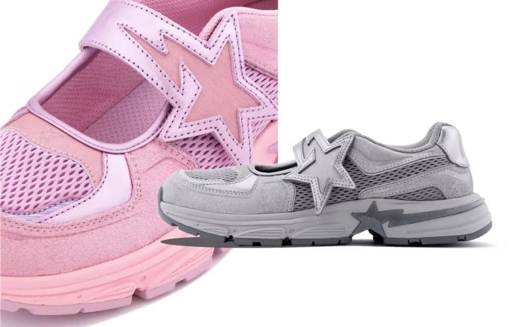 BAPE Mary Jane STA women's sneaker featuring chunky midsole, buckle strap closure, and ape head branding