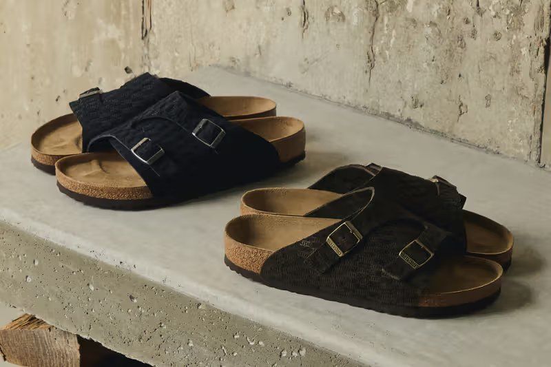 Kith x Birkenstock Summer 26 collection featuring Zurich Sandal in Espresso with brass buckles and contoured cork footbed