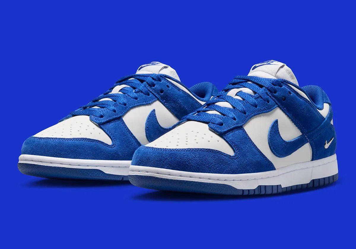 Nike Dunk Low 'Old Royal' featuring suede upper and silver mini Swoosh detail