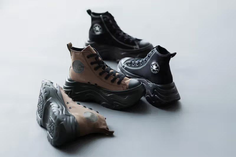 Converse All Star Cityhike Hi in Black and Brown colorways showing thickened sole and utilitarian canvas construction