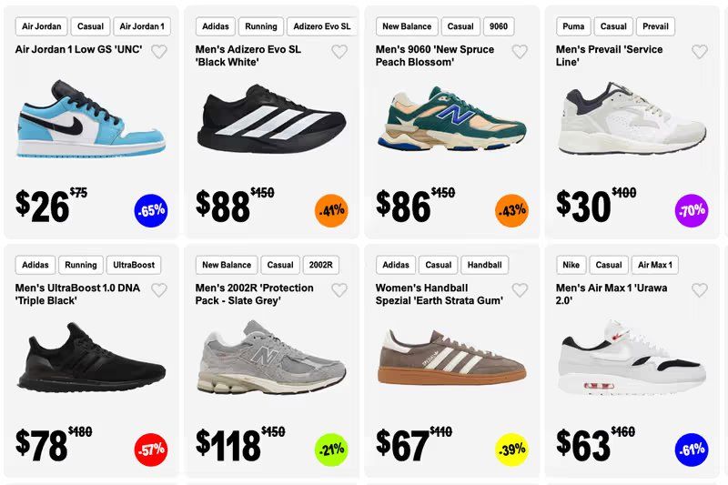 GOAT Group's new Sneakers.com platform featuring discounted new sneaker inventory at budget pricing