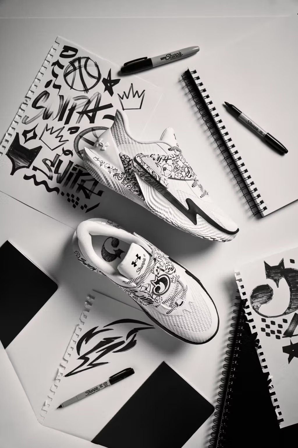 Under Armour Fox 2 in Sharpie-inspired colorway featuring marker-aesthetic design details