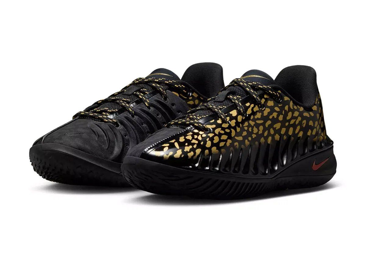 Nike Zoom GT Cut 4 in safari print with metallic gold accents, Victor Wembanyama signature colorway