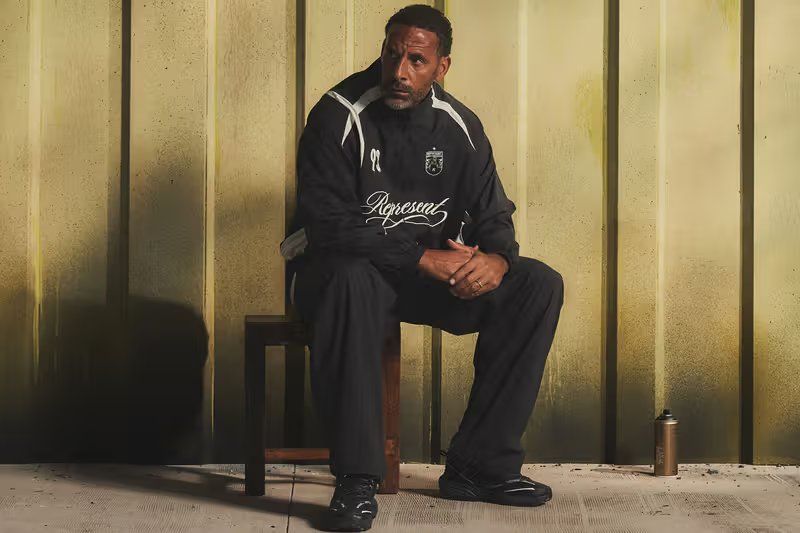 Represent Champions Collection vintage-inspired football shirt with washed finish and curved cross motif