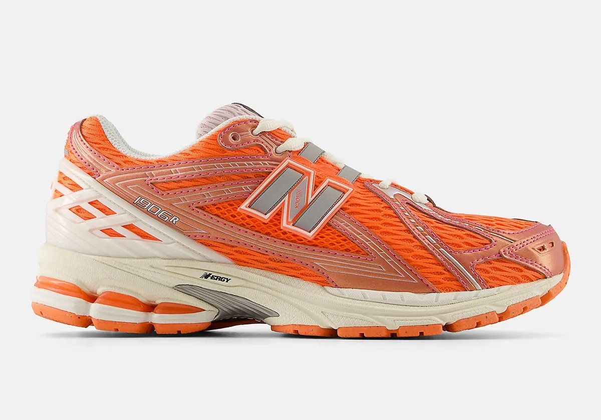 New Balance 1906R Creamsicle colorway featuring cream and soft orange tones on mixed-material upper with chunky sole