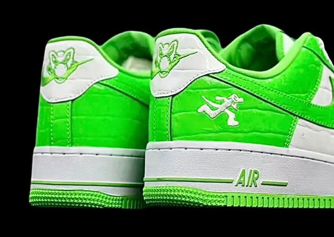 Street Souk x Nike Air Force 1 Low in Rage Green with white detailing and croc-textured panels