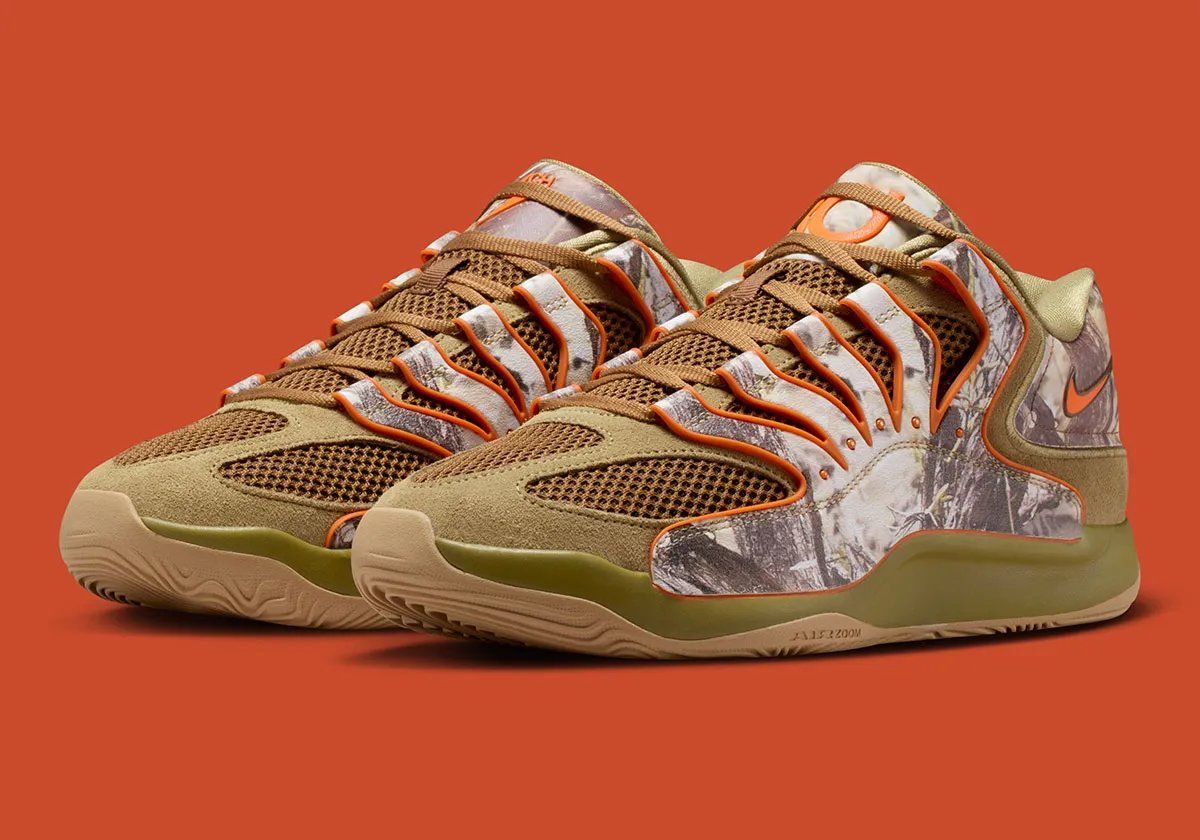 Nike KD 18 Tree Camo in woodland camouflage pattern, Chet Holmgren player exclusive releasing March 13