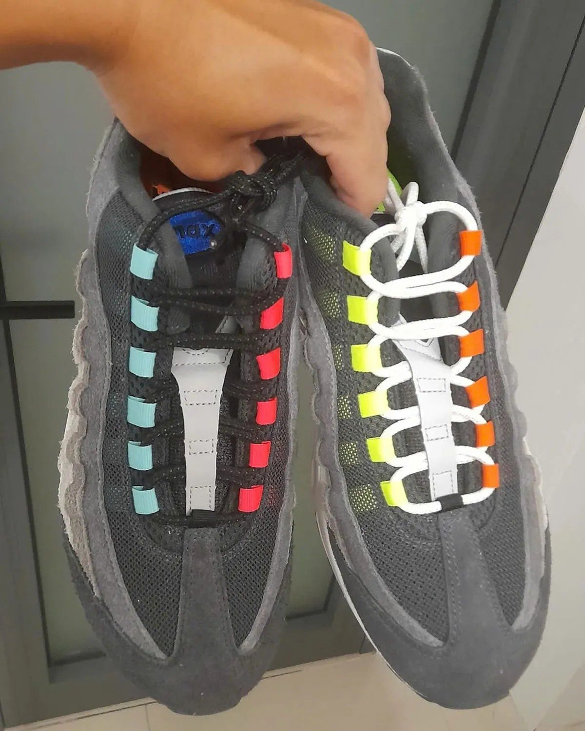 Nike Air Max 95 Big Bubble in Greedy colorway, showing the ribbed exoskeleton upper and enlarged Air Max unit
