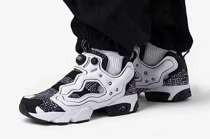 Reebok Instapump Fury 94 'Eren' white colorway with manga sketch-effect graphic overlays, Hidarikiki collaboration