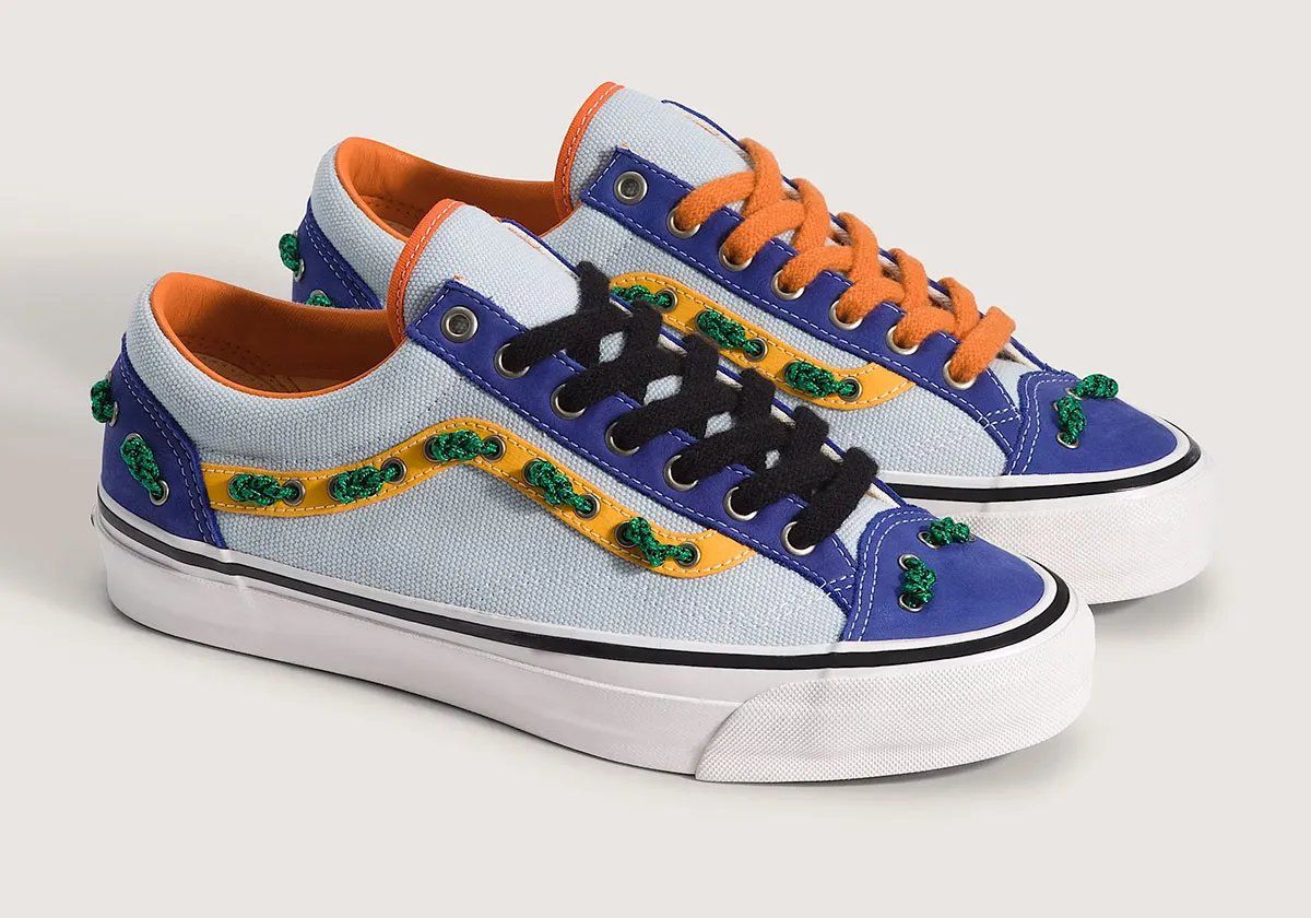 Vans Old Skool 36 Knot in tan and multi-color with woven rope detailing from heel to toe