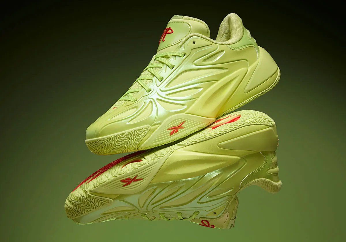 Reebok Angel Reese 1 'Poison Angel' in neon green and fire red, side profile view
