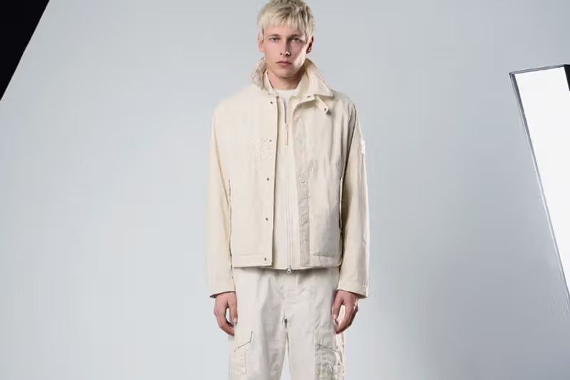 Stone Island all-white Ghost capsule featuring monochromatic David Light-TC coaches jacket and uncoated cotton canvas overshirt
