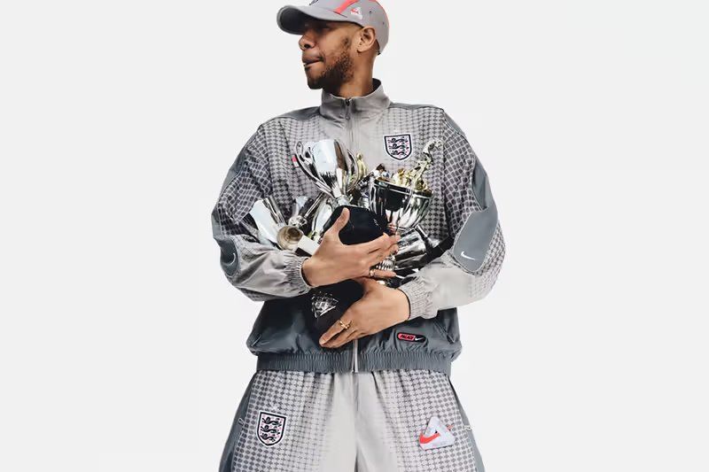 Palace x Nike X2 'Three Lions' collection featuring black Cryoshot sneaker, track jackets, and St. George jerseys