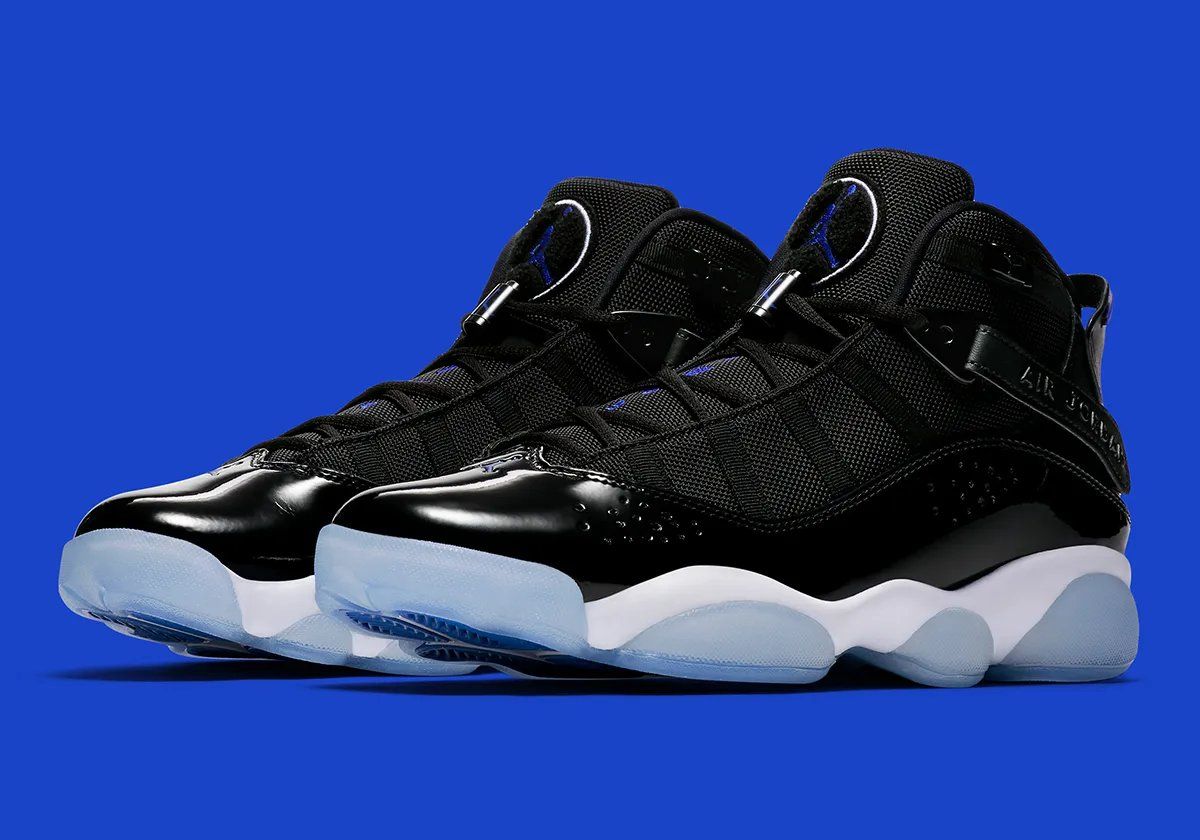 Jordan Six Rings 'Space Jam' in black patent leather with royal blue accents, Space Jam 30th anniversary release