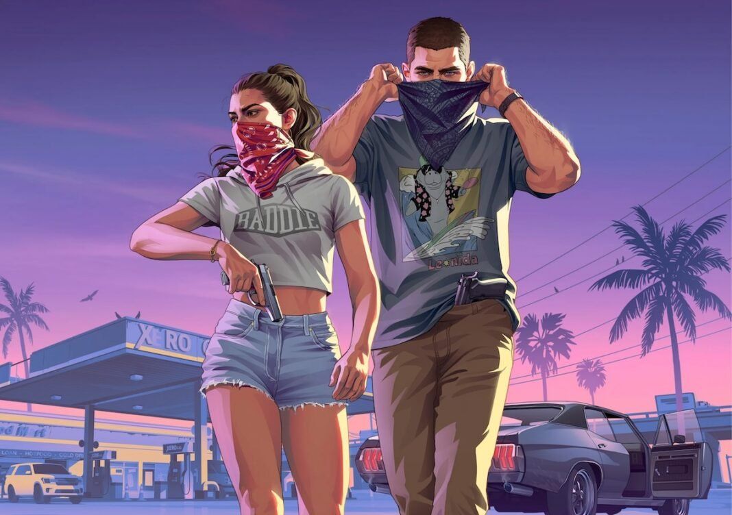 Character wearing graffiti-covered mid-top sneaker in Grand Theft Auto 6 Extended Look, inspired by Off-White x Nike Air Force 1 Mid design