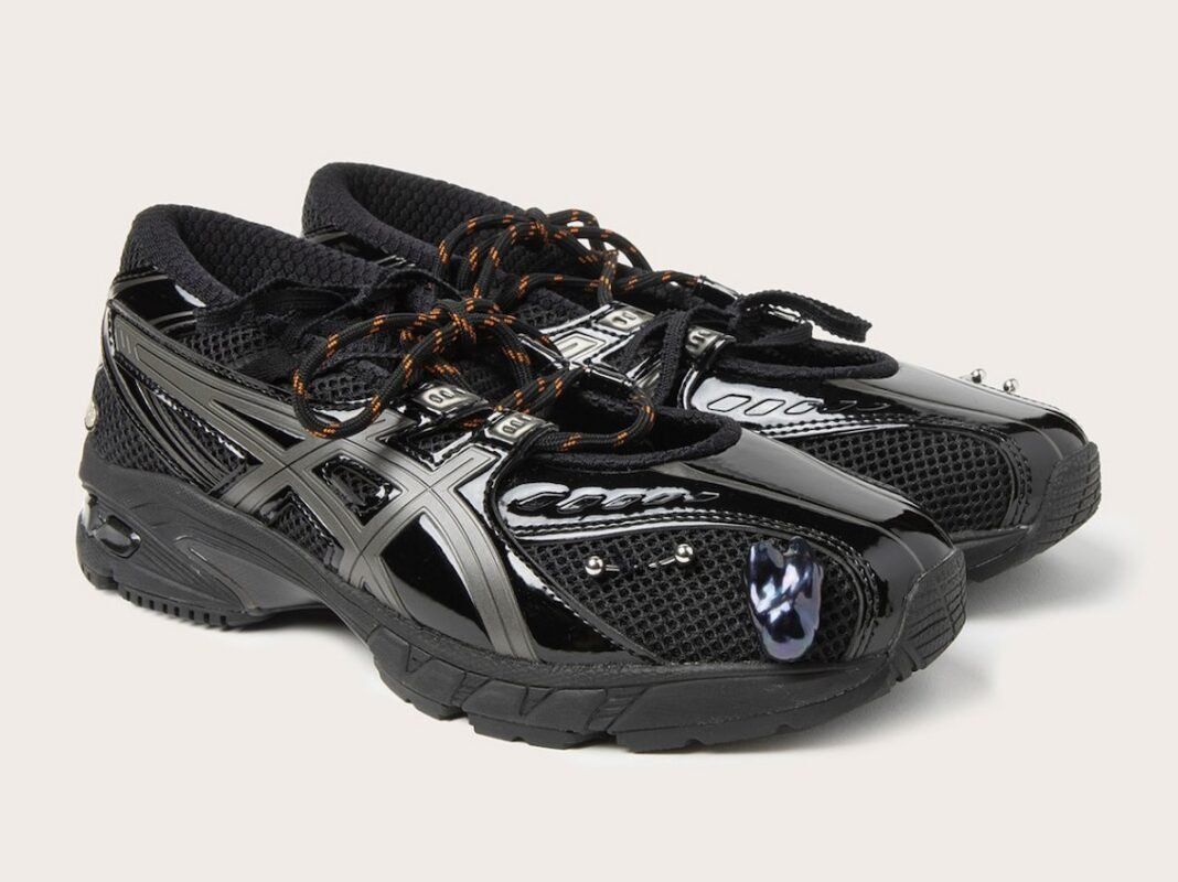 Gohar World x ASICS GEL-DS Trainer SP with pearl and onyx charms, stainless-steel piercings, and Gohar Bean accent