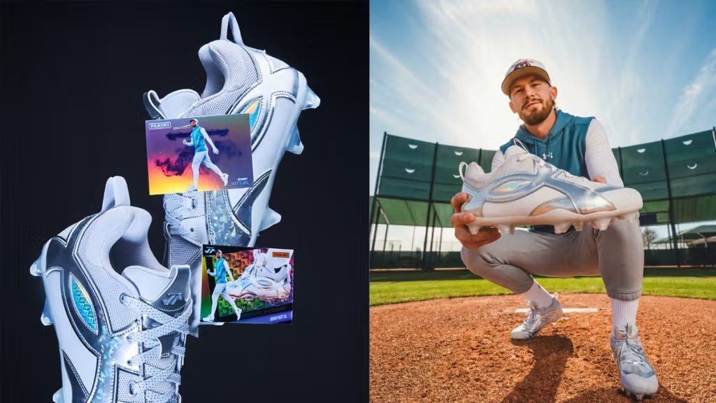 Under Armour Bobby Witt Jr. PE inspired by baseball trading cards, featuring vintage card design elements and colorways