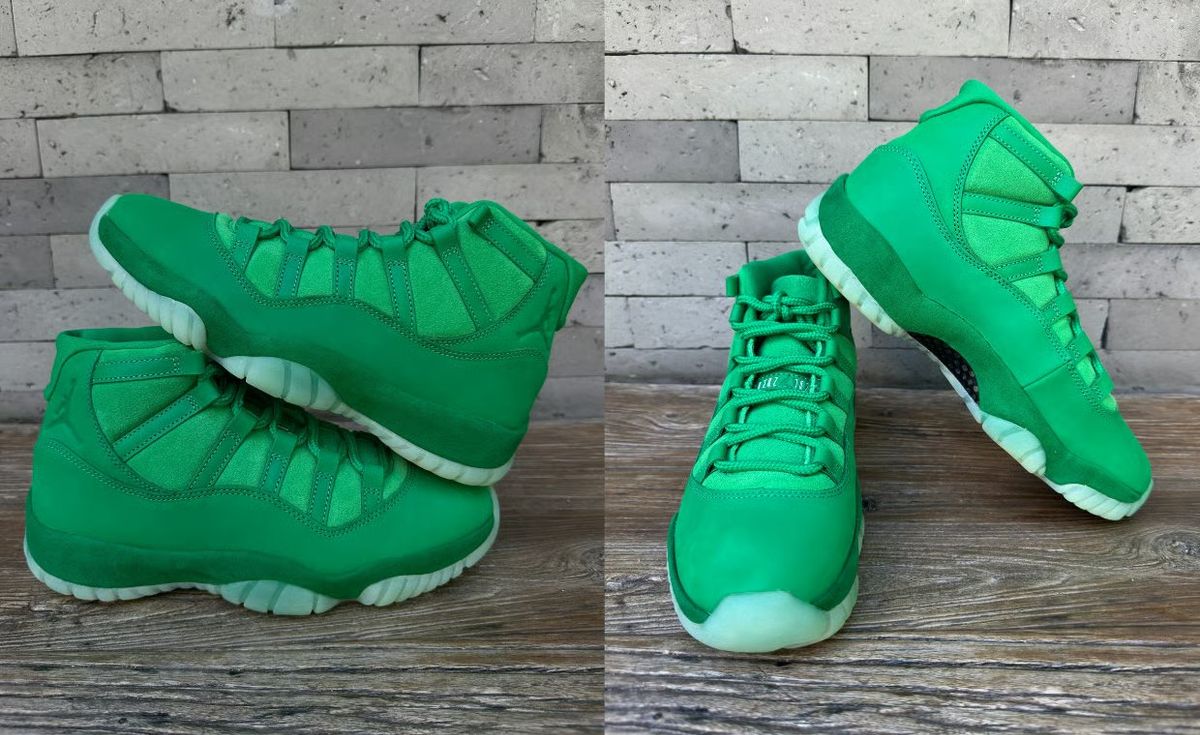 Nike Air Jordan 11 Retro Monstars in green, inspired by Space Jam film production aesthetic
