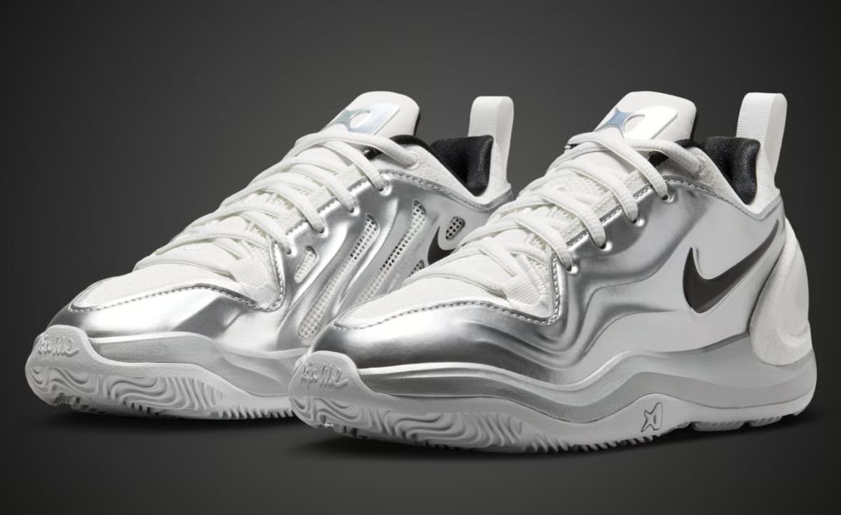 Nike A'Two in metallic silver colorway, A'ja Wilson's signature basketball shoe