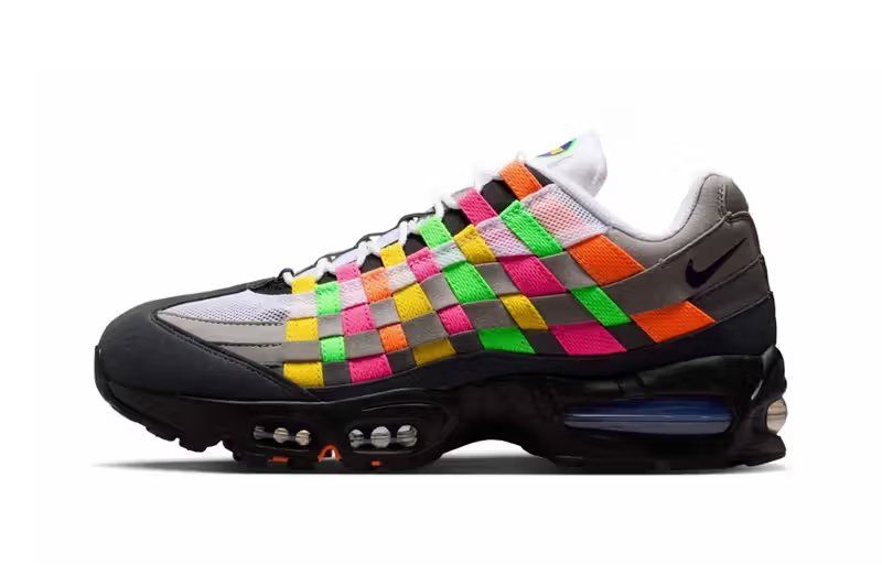 Nike Air Max 95 Woven 'Multi' in white, purple dynasty, and pearl grey colorway, official product image