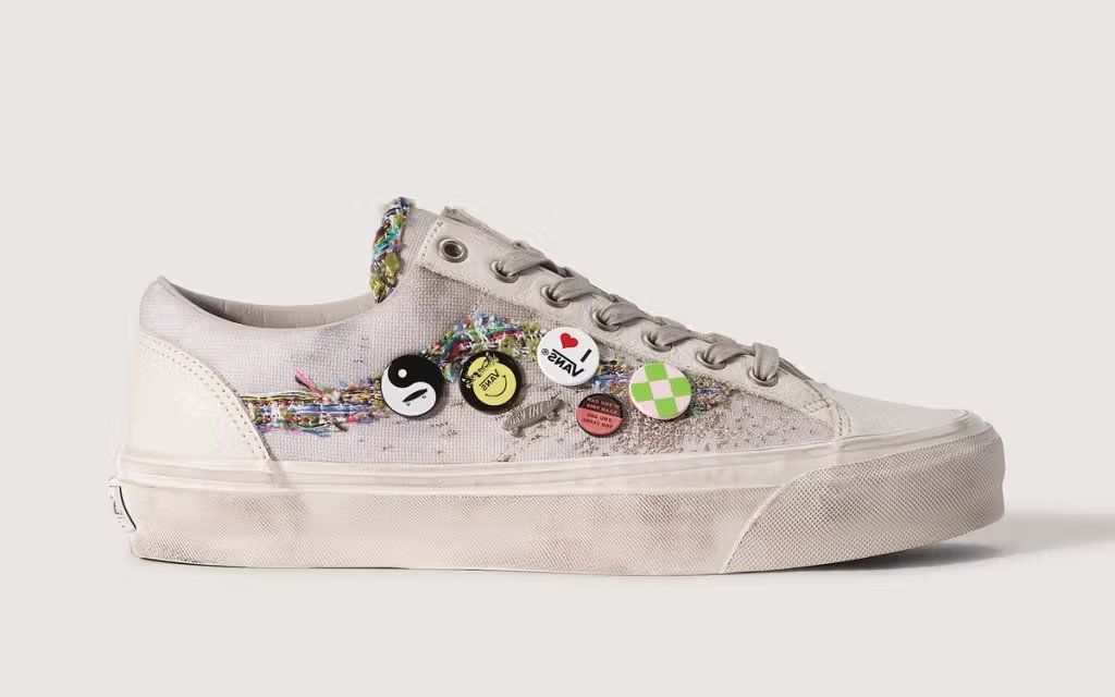 Vans Old Skool 36 in Oatmeal colorway, side profile showing canvas upper and waffle sole