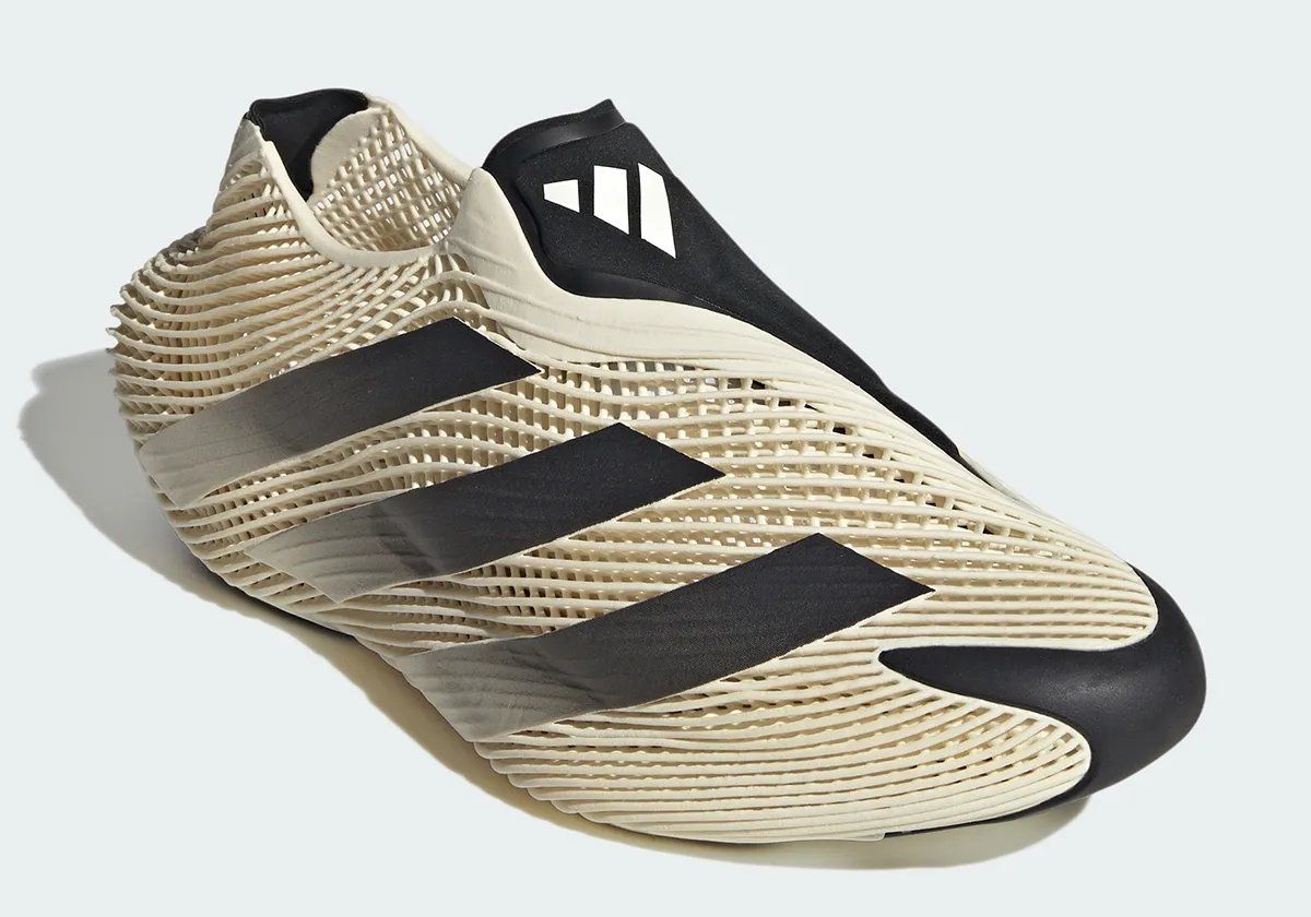 Adidas Futurecool 3D-printed sneaker featuring asymmetrical tongue and single-structure midsole in neutral colorway