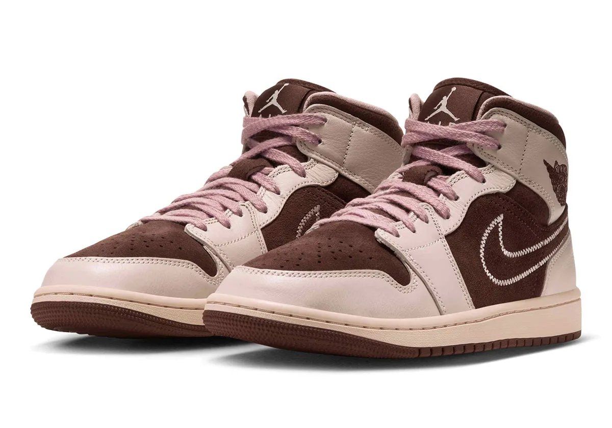 Nike Air Jordan 1 Mid in Neapolitan colorway with embroidered Swoosh detail