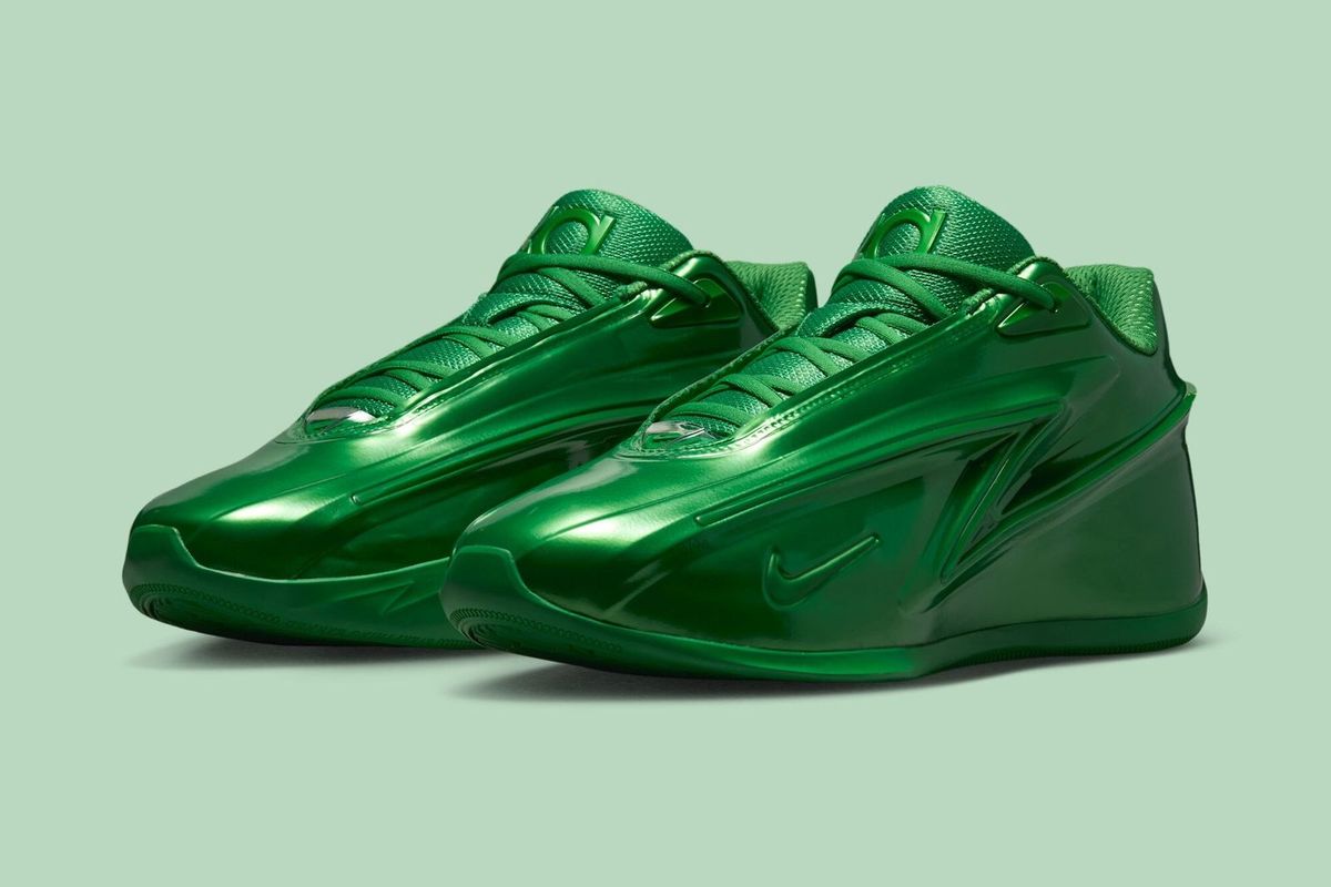 Nike KD 19 Candy Paint Green in Gorge Green, Stadium Green, and University Gold colorway, shown from multiple angles