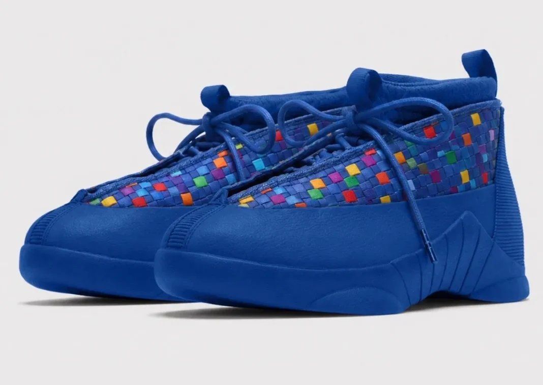 Air Jordan 15 Hyper Blue with multi-color woven upper and Hyper Blue leather accents, releasing March 2027