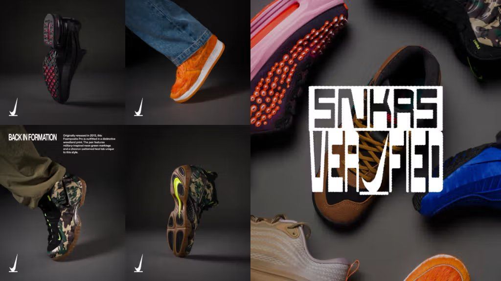 Nike SNKRS app interface displaying upcoming verified releases preview on mobile device