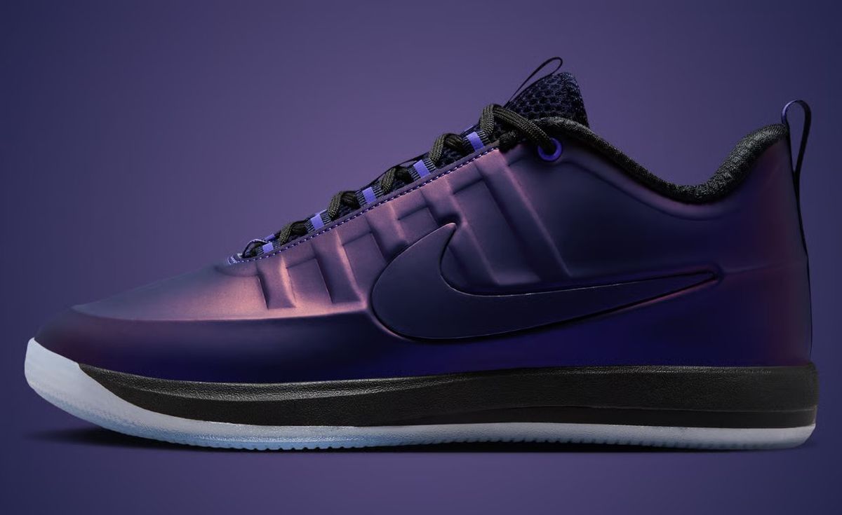 Nike Book 2 Eggplant Foam silhouette showcasing the deep purple Foamposite upper
