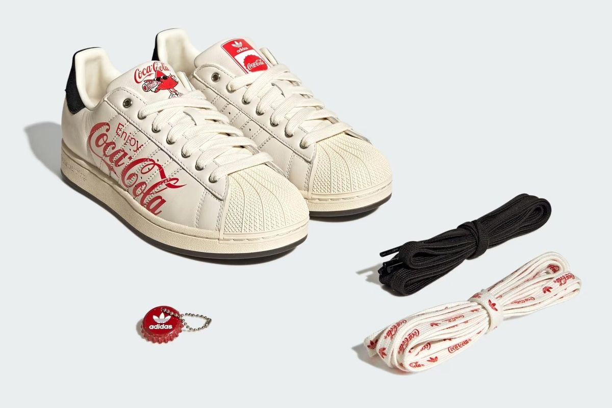 Adidas x Coca-Cola Superstar II in Core White with three stripes and shell toe detail