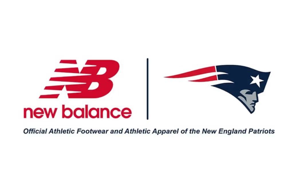 New Balance branding alongside New England Patriots logo marking extended partnership agreement