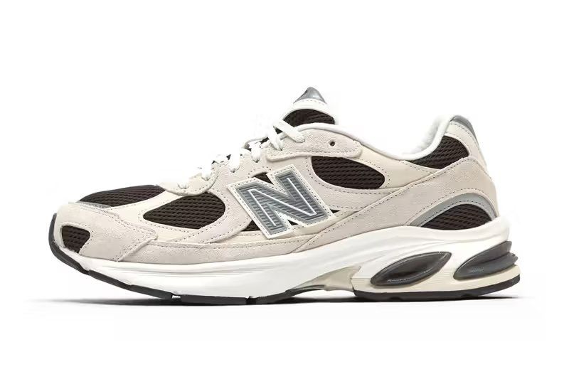 New Balance 2010 in Sea Salt and Black Cement colorway, side profile view
