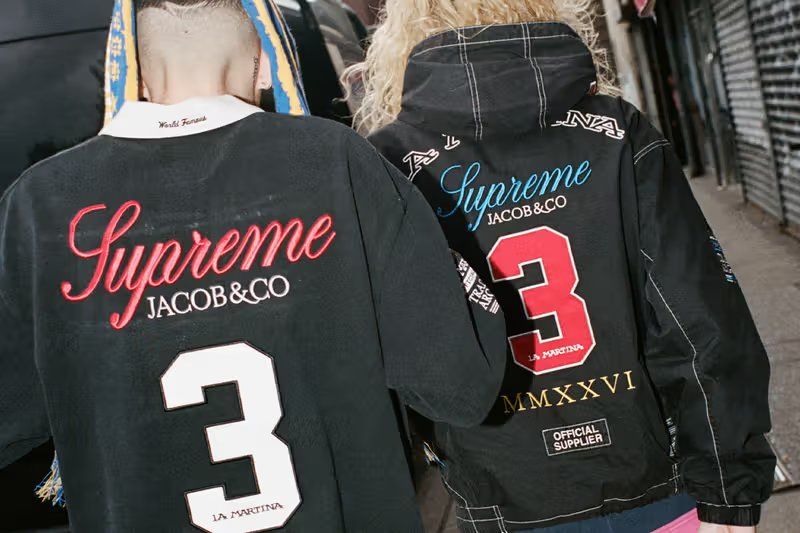 Supreme x La Martina x Jacob & Co. Spring 2026 collection merging polo heritage with luxury streetwear detailing