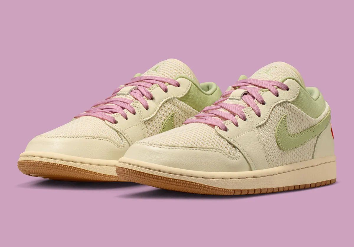 Nike Air Jordan 1 Low with knitted textile upper construction in neutral colorway