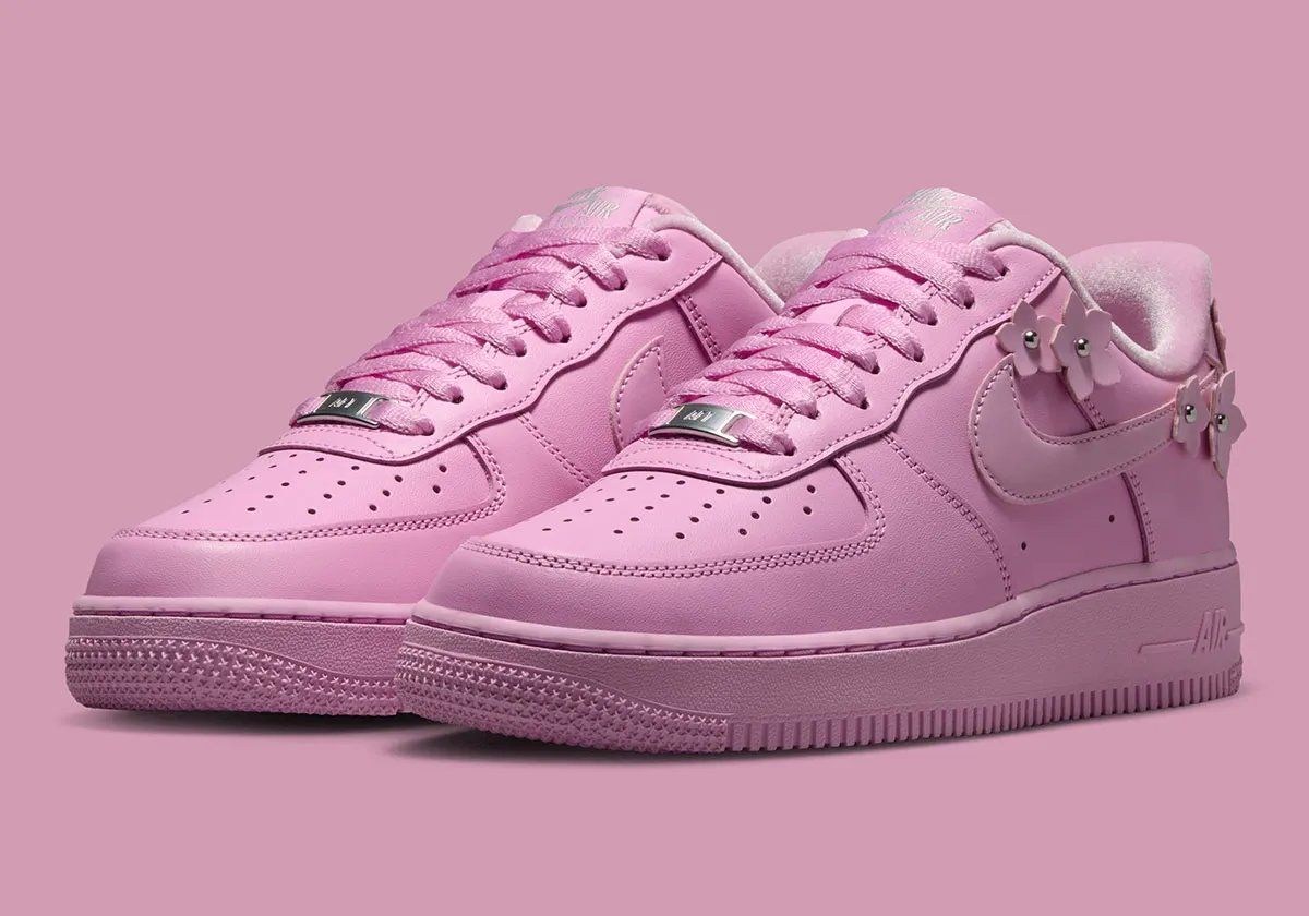 Nike Air Force 1 Low Floral Pack in black featuring leather flower appliqués and patent leather details