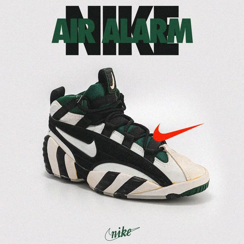 Nike Air Alarm retro tennis shoe in original colorway, Andre Agassi-era design