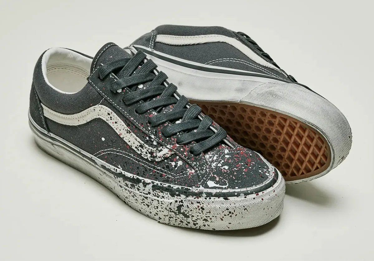 Vans Old Skool 36 Paint Splatter two-pack featuring turtledove and charcoal colorways with painted splatter detailing