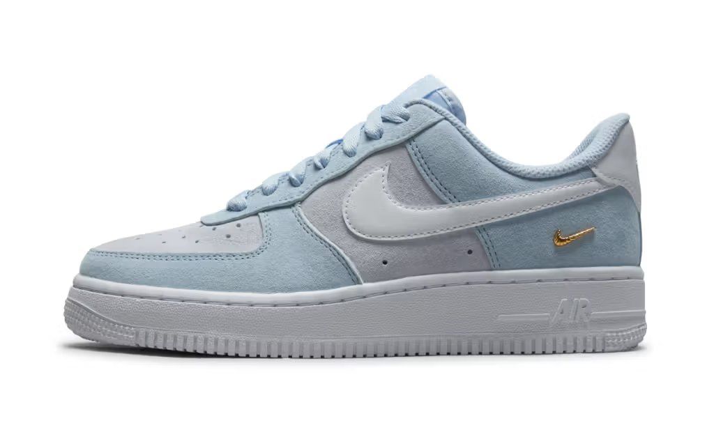 Nike Air Force 1 Low in Hydrogen Blue suede with white midsole