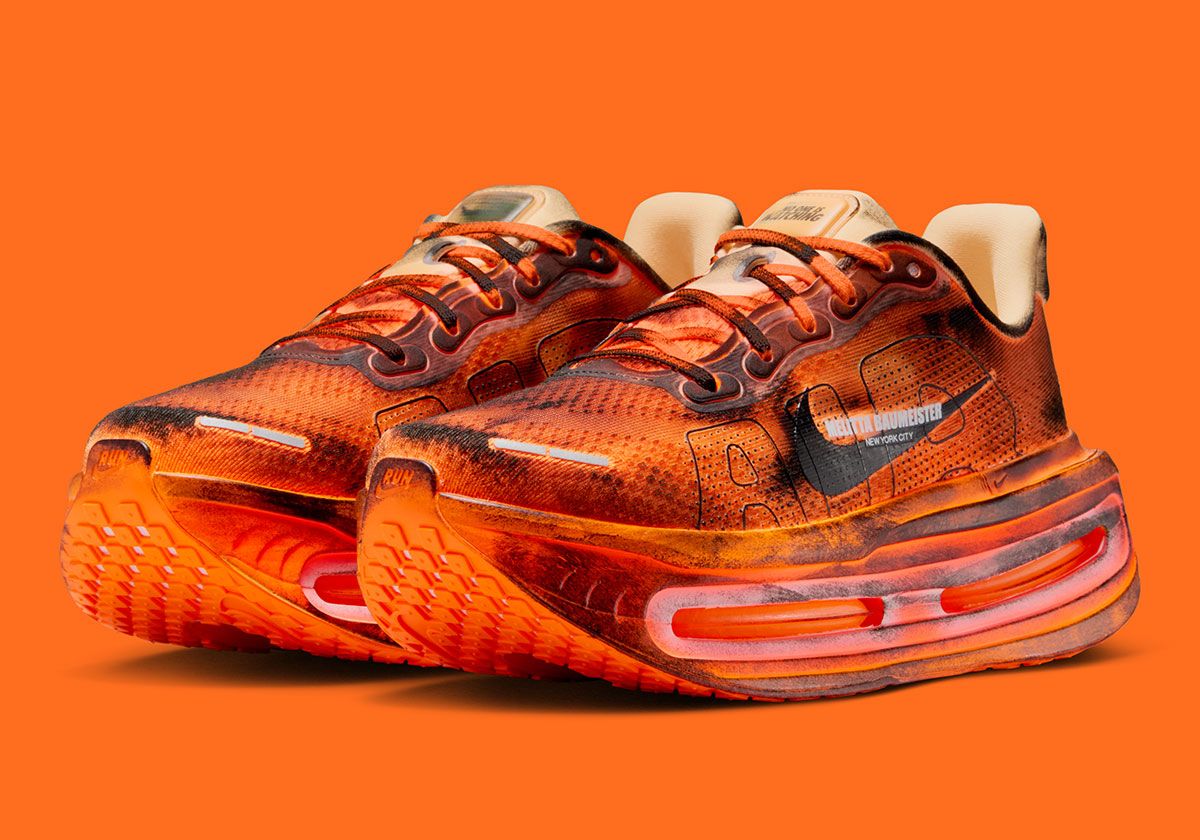 Nike Vomero Premium in burnt orange with hand-painted black overlay from the Melitta Baumeister collaboration