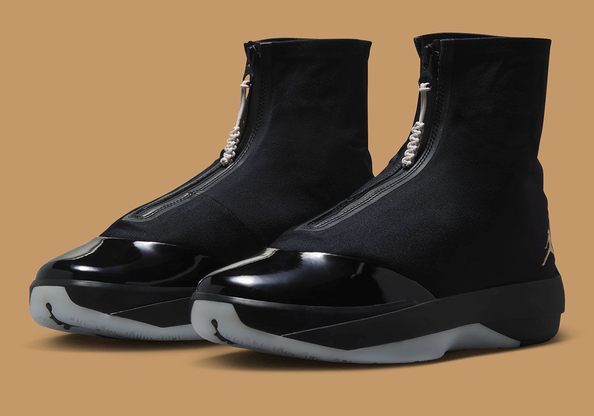 Air Jordan 4028 in Black with Metallic Gold branding, featuring the high ankle shroud design inspired by the Air Jordan 28