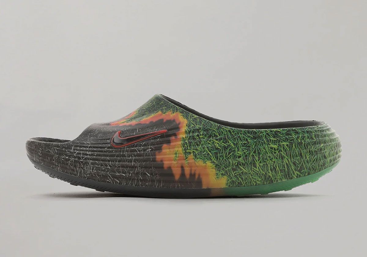 Nike ReactX Rejuven8 Slide in fire-inspired colorway from DotSWOOSH Touch Grass collection