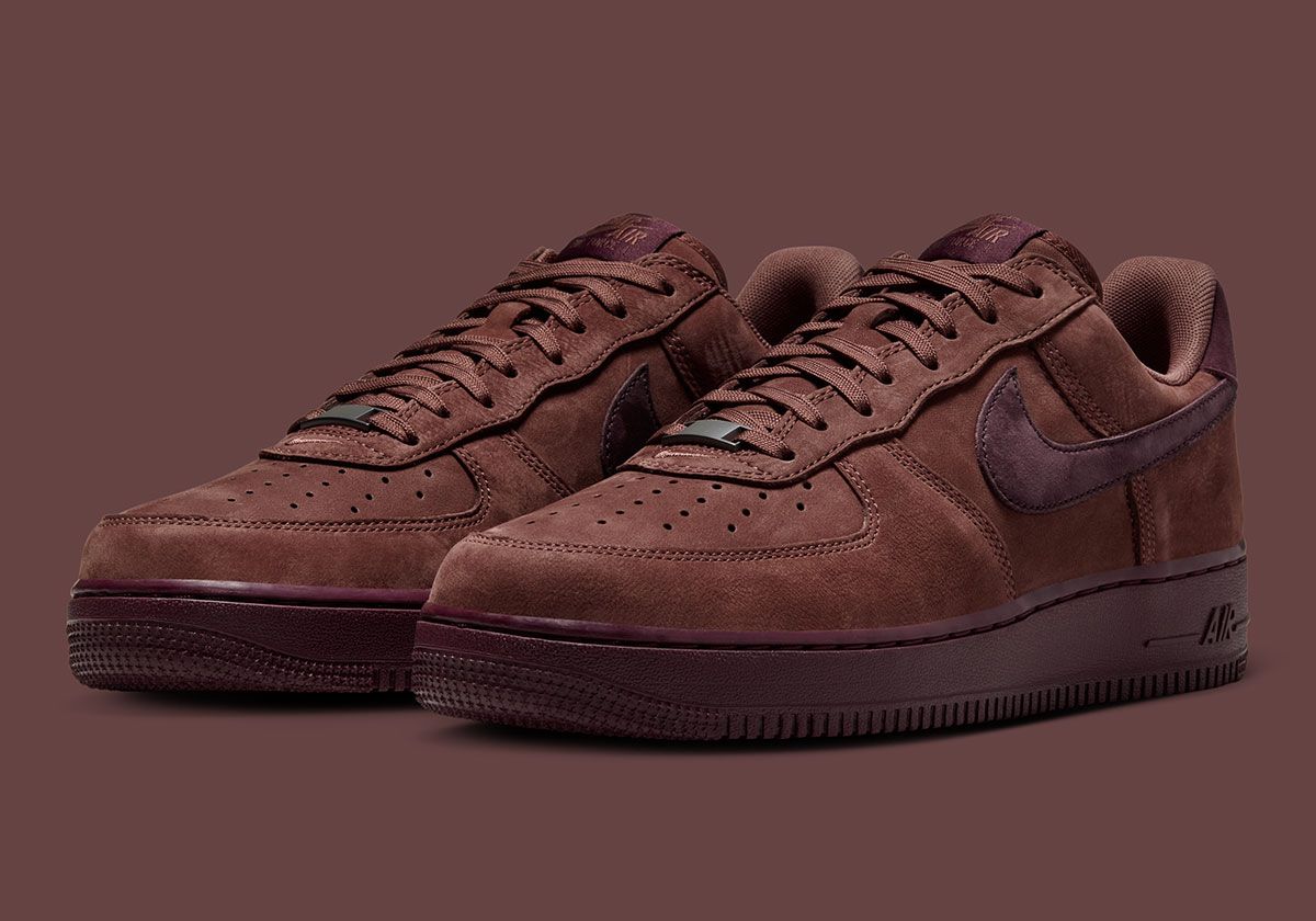 Nike Air Force 1 Low Premium in Red Sepia leather with Mahogany Swoosh and backtab