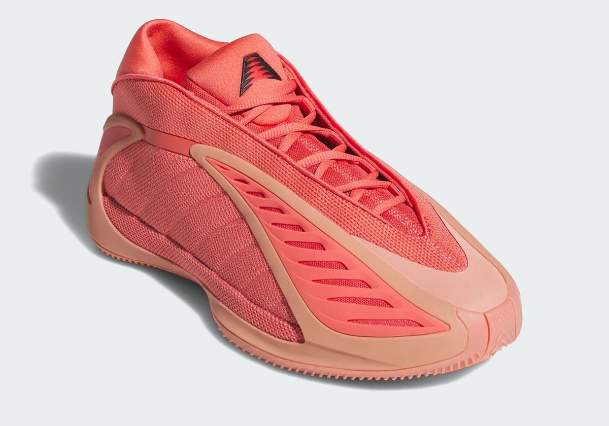 adidas Anthony Edwards 2 Georgia Red Clay with salmon TPU fangs and coral upper