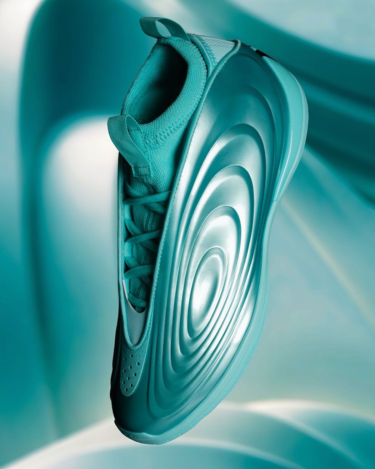 Adidas Harden Vol. 10 Clear Cyan with glossy translucent upper and black midsole detailing