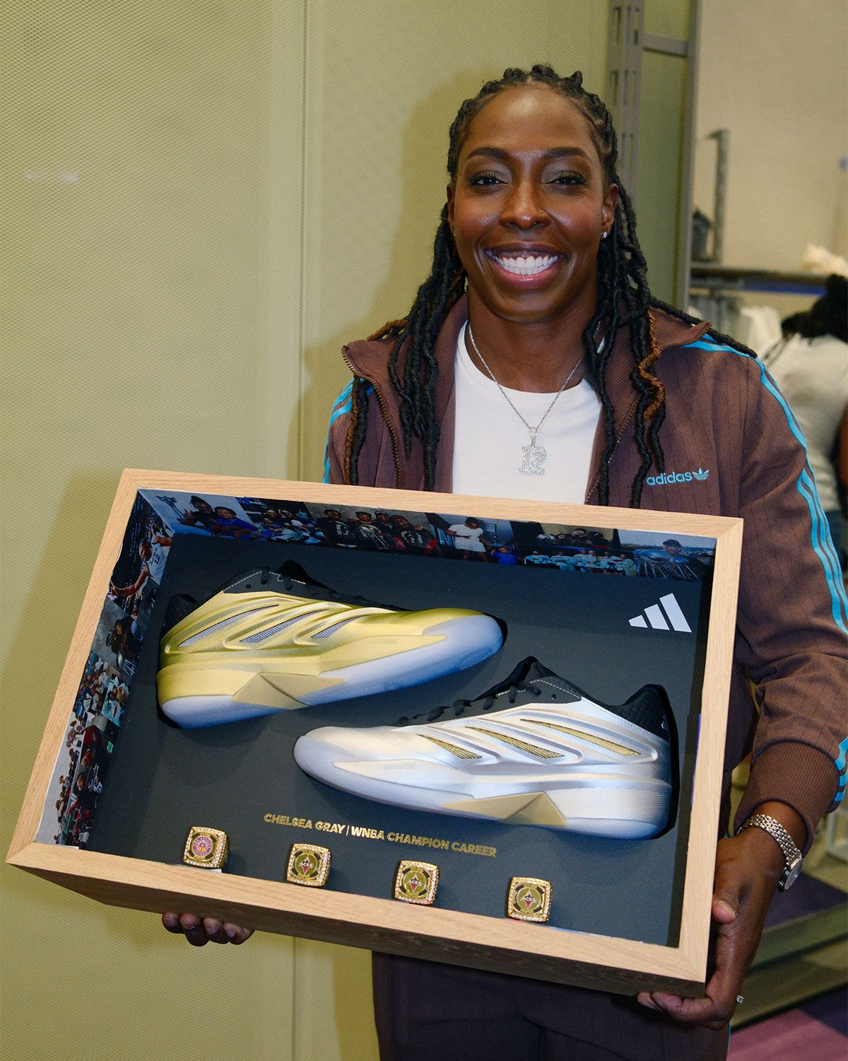 adidas Crazy Energy+ PE in championship gold and silver metallic colorway designed for Chelsea Gray
