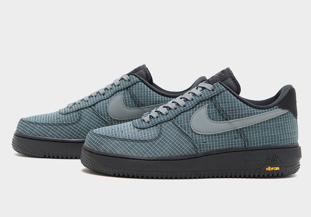 Nike Air Force 1 Low Vibram in Barely Grey, City Grey, Bomber Grey and Speed Yellow with ripstop upper and custom Vibram outsole